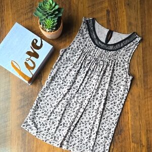 LOFT Leopard Print Sleeveless Top with Black Trim